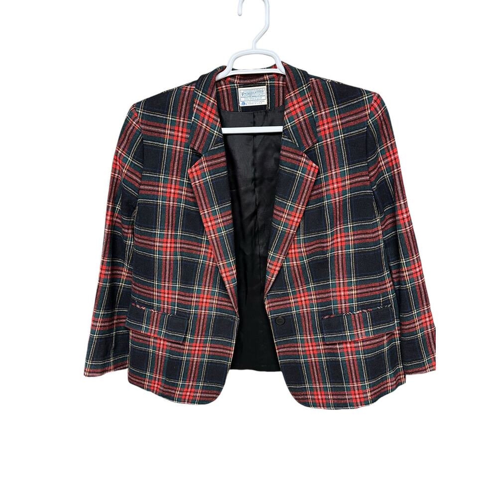 Vintage Pendleton Women's Tartan‎ Plaid Blazer Size 40 -Condition Notes - Picture 2 of 9